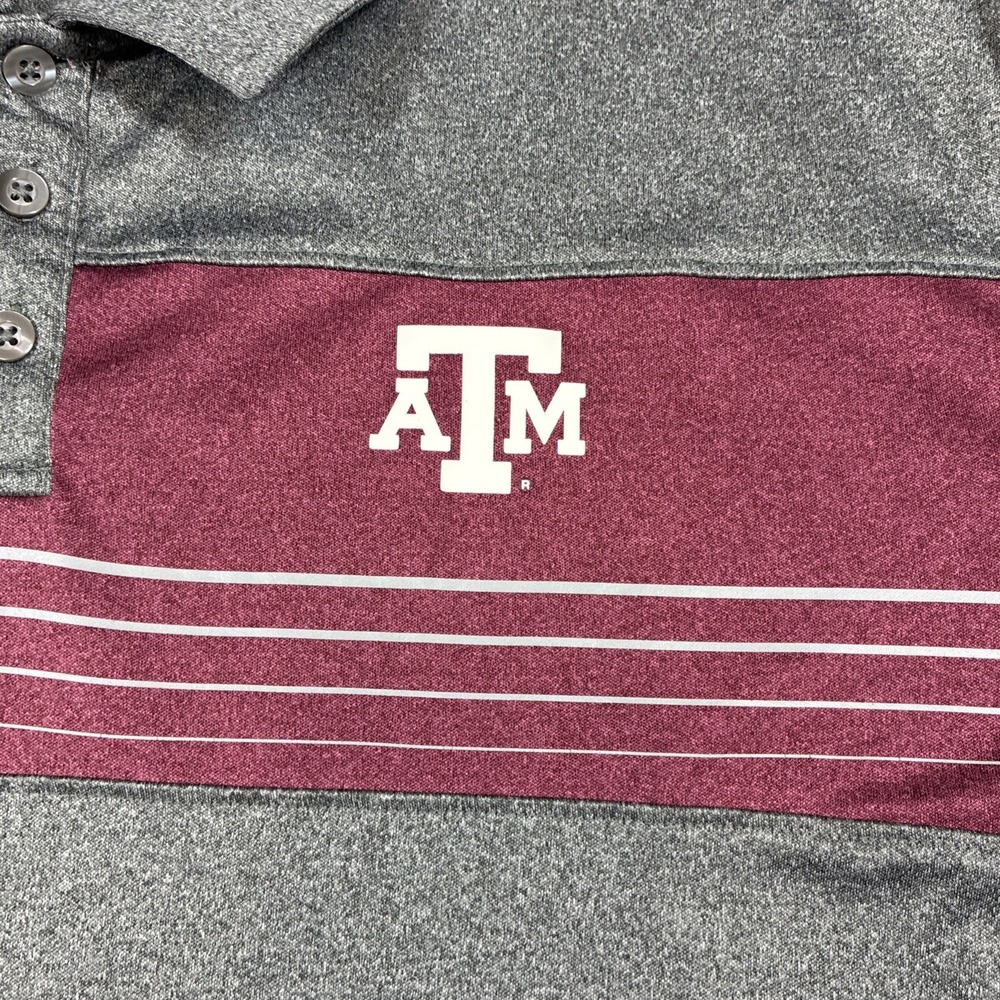 Colosseum Texas A&M Aggies 3XL Polo Football Striped Lightweight Gray Maroon - Picture 2 of 6